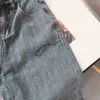 مصمم مطرز فاخر جينز جينز خطاب كلاسيكي ساق مستقيمة جينز الجينز الأزياء السراويل الأزرق متعددة الاستخدام
