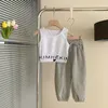 子供の衣類セットレタープリントスウェットシャツタンクトップパンツ3PCS 2〜7年の女の女の子の服