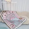 Dessin animé chat patte destin feuilles fil serviette tissé couverture tapisserie avec gland coton couvre-lit camp plage canapé chaise couverture 240327