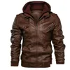 Vestes pour hommes Hommes en cuir Automne Casual Moto Pu Veste Biker Manteaux Vêtements Taille UE Mode À Capuchon Hiver Street Style Long Sle Dhczl