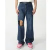 Heren Jeans 2024 Lente Koreaanse Wassen Hip Hop Rits Katoen Losse Casual Micro Hoorn Gaten Bedenken High Street vintage