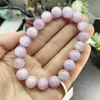 Strand 11mm Natural Kunzite Armband Women Reiki Healing Buddha Bangles smycken för kvinnlig gåva 1st