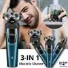 Barbeadores elétricos 3 em 1 conjunto de barbeador de três cabeças masculino barbeador elétrico lavável usb recarregável cortador flutuante cabeça de barbear presentes para masculino 24329