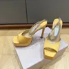 Mujeres de lujo Sandalias de tacón grueso Diseñador de calidad superior Calfksin Tacones altos Moda Zapatos de vestir de verano con caja