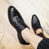 Elbise ayakkabıları timsah vintage moda erkekler resmi gündelik deri iş düğün loafers tasarımcı brogue ofis