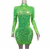 Short à paillettes vert fluorescent pour femmes, superbe tenue de soirée pour boîte de nuit DJ DS Gogo, P46s #
