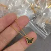 Designer Brand 925 Sterling Silver Van Mini Butterfly Necklace Plated with 18K Gold Gray Fritillaria Small Pendant Collar Chain High Version