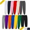 Pantaloni da uomo Pantaloni sportivi da uomo Marchio di moda Tinta unita Nero Bianco Rosa Pantaloni autunnali spessi Vita elasticizzata Casual 2021 3XL Mens Dr Dhh2I