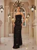 Mingmingxi Formal OCN DRES MAXI Black Appliques Dres for Dancing Parties LG Elegant and Beautiful Women Dr P5sv#