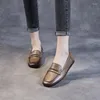 Chaussures décontractées mocassins femmes appartements en cuir marron dames à la main filles talons bas véritable paresseux sans lacet printemps