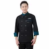 Jaqueta de chef masculina, camisa de manga lg, chapéu de abril, padaria, casaco unissex, roupas de pastelaria, restaurante, garçom, uniforme de impressão, logotipo i67n #