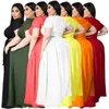 XL-5XL Plus Size Two Piece Set Summer Elegant Solid Cross Bandage kjol och kort ärm Top Women outfit Wholesale Dropship N9XN#