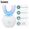 Ultrasone U-vorm 360 graden Intelligente Automatische Sonic Luie Elektrische Tandenborstel Blauw Licht USB Opladen Tanden Whitening 240329