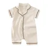 Pyjamas bébé vêtements de nuit d'été pour filles Costume garçon coton combinaison à manches courtes body pour bébé s 6 18 à 24 mois 240323