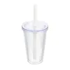 Wine Glasses 1 Set Plastic Water Cup Tea Milk Transparent With Straw