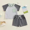 Kleidung Sets Baby Jungen Sommer Outfits Casual Kurzarm Kontrast Farbe Tops Und Kordelzug Shorts Set Kleinkind Kleidung Kind
