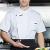 Hotel Küche Chef Jacke Restaurant Atmungsaktive Koch Uniform Catering Dünne Kurzarm Bäckerei Doppel-brust Männer Kellner Overalls n7Qc #