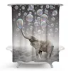 Rideaux de douche Ensemble de rideaux imperméables Coloré Bubble Elephant Salle de bain Couvercle de toilette Tapis en forme de U Tapis 4pcs / set