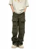 2023 Cyber Y2K Streetwear Multi Pockets Vintage Green Baggy Cargo Jeans Pants For Men Clothing Straight Luxury Trousers Vaqueros X5OV#