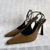 Designer shoes Designer heels Slim Heel Back Strap Sandals Womens Gold Heel Pointed High Heels Women's Chic Super Hot Single Shoes