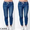 Nowe środki dżinsy damskie chude chude dżinsowe spodnie Slim Pencil Spoders Fi Lady Jeans Plus S-5xl Blue Black V4VS#