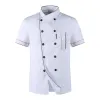 Jaqueta de chef de manga curta, casaco de cozinheiro, barista, padeiro, uniforme de trabalho, garçom, restaurante, hotel, roupas 45L8 #