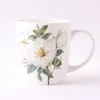 Tasses Tasse à café en porcelaine de style moderne Motif floral Lait Bureau Poignée Tasse d'eau Cuisine Drinkware Artisanat en céramique