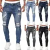 Männer Jeans Streetwear Zerrissene Dünne Männer Vintage Wash Feste Denim Hosen Mens Casual Slim Fit Bleistift Hosen Hombre Jogger