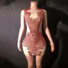 Brillant Rouge Rhinestes Paillettes Dr Femmes Célébrer Party Dres Stage Gogo Dance Costume Halen Festival Outfit XS7153 X2xD #