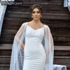 MMQ MG25 LG Sciallino da sposa con maniche di tulle da sposa rimovibile in pizzo