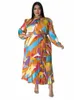 Wmstar Plus Size Dres pour femmes imprimé Tie Dye Fi Lg manches Maxi Dr Vente chaude en gros Dropship avec Bandage e8mf #