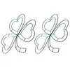 Decorative Flowers 2 Pcs Four Leaf Wreath Metal Frame Rings Hat Shamrock Door Hanging Decor DIY Supplies Iron Hoops Wall