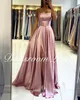 babyonline Satin A-line Gown with Strappy Lace Up Back and High Skirt Slit Floor Length Wedding Bridesmaid Dres Prom Dr x9hI#