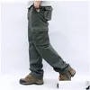 Männer Hosen Herren Overalls Cargo MTI Taschen Taktische Arbeit Casual Pantalon Hombre Streetwear Armee Gerade Hosen Drop Lieferung Appa Dhgrr