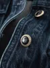 Veste courte en denim rétro pour femmes 2024 Printemps Automne Col rond Femme Jeans Bleu Foncé Manteaux Poche Butt Decorati Vestes g5vD #