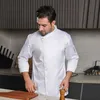 Jaqueta de chef para homens branco de alta qualidade cozinha uniforme restaurante profissional cozinheiro camisa catering mulheres garçom macacão g4nu #