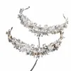 Luksusowe nić ślubna i korony królowa korona perłowa fr duże owalne diamd Hair Hoop Wedding Bride Crown I4AP#