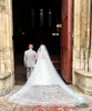 パールとクリスタル付きのロマンチックな2層教会の結婚式のベールMM 935j＃を備えたブライダルベール