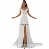 Elegant Beach Wedding Dres 2023 Side dividido de renda superior boho vestido de noiva Sexy Aplique Applique Made festas Made Vestidos de Novia C2OM#