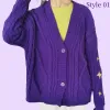 Automne Cardigan violet foncé Femmes Y2k Speak Star Now Pulls brodés Cardigans tricotés en vrac Tay Col en V Lor Pull Manteaux Q65p #