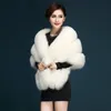 womens Luxurious Winter Faux Fur Scarf Collar Shrug Sexy V-Neck Shawl Wrap Stole Bridal Cloak Cape Cover Up for Wedding U8Ka#