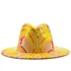 Bérets bord coloré large style haut-de-forme Panama feutre Fedoras pour hommes femmes laine artificielle britannique Jazz casquette