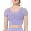 LU rosée Yoga été LU manches courtes sport filet de course absorbant la sueur faux deux pièces tout-en-un sous-vêtements soutien-gorge Fiess vêtements