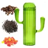 Garrafas de armazenamento Creative Green Cartoon Cactus Glass Candy Jar com tampa Organizador decorativo para o chá de café da cozinha chá