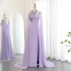 Shar Said Türkis Grün Chiff Dubai Abend Dr mit Cape Ärmeln Fuchsia Lila Arabisch Frauen Hochzeit Party Kleider SS474 g1rY #