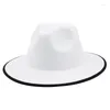 Basker enkla breda risten filt ull fedora hattar höst vinter bröllop fest trilby hatt män gentleman jazz 56-58 cm