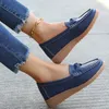 Mocassins en PU à bout rond pour femmes, chaussures décontractées, mode printemps/automne, solide, à enfiler, couture, plates concises, Zapatos Planos, 2024