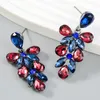 Boucles d'oreilles pendantes en forme de pétale de fleur avec diamants colorés, accessoires de mode pour dames européennes et américaines