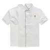 Hommes à manches courtes à double boutonnage chef serveur travail uniforme restauration t-shirt haut pour cuisine restaurant alimentaire service uniforme de travail m5yr #