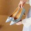 Dress Shoes Chinese Style High Heels Women Single Pointed Toe Stilettos Crystal Decor Shallow Mouth Elegant Lady Party